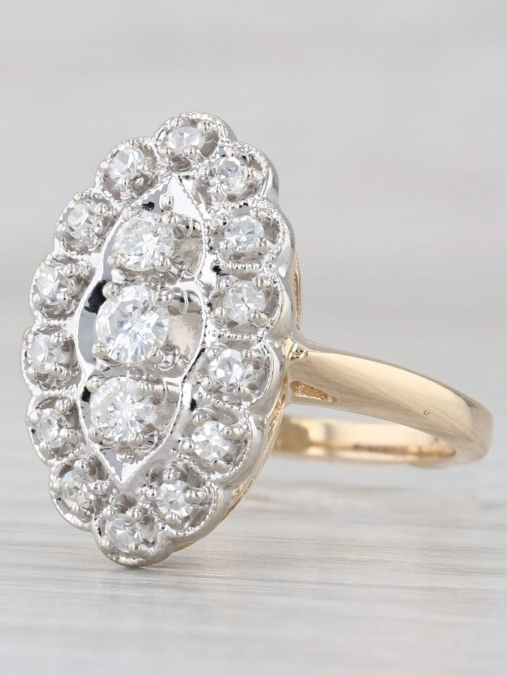 0.38ctw Diamond 3-Stone Halo Princess Ring 14k White Yellow Gold Size 6.25